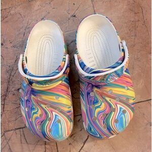 Tie dye Crocs sz J5